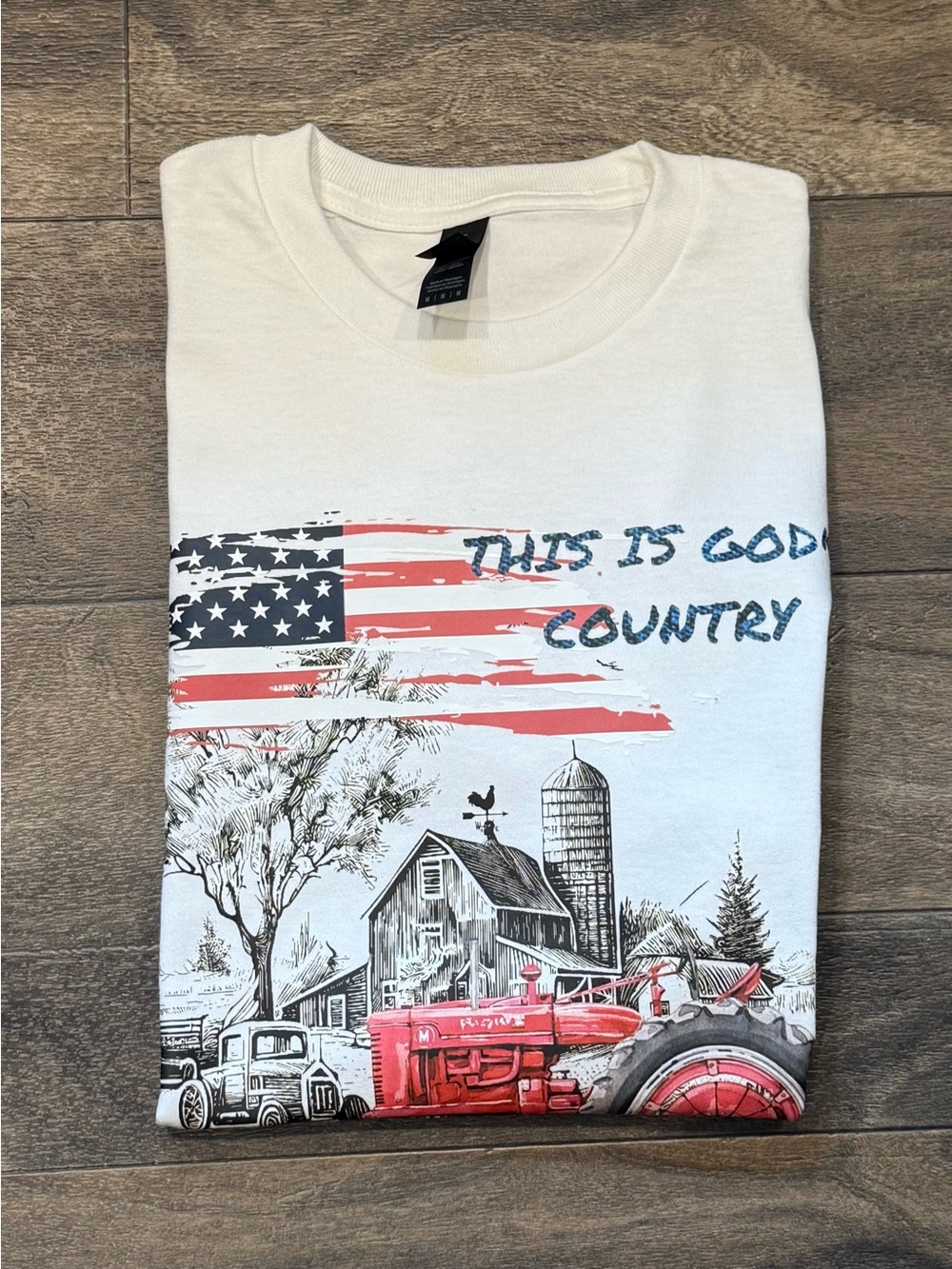Patriotic Tractor Graphic Tee - handcrafted 100% cotton gilden